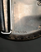 “PRADA” 2010’s Saffiano camouflage relief logo buckle
leather belt