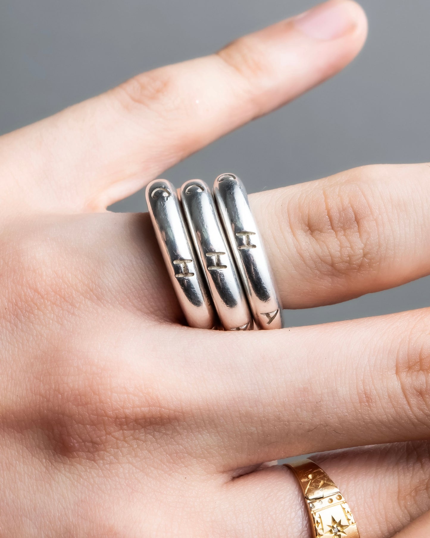 "CHANEL" Silver 925 three connected rings