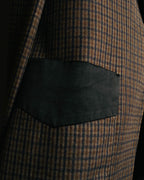 -SPECIAL- "Maison Martin Margiela" 00's Check shawl collar smoking jacket with satin contrast