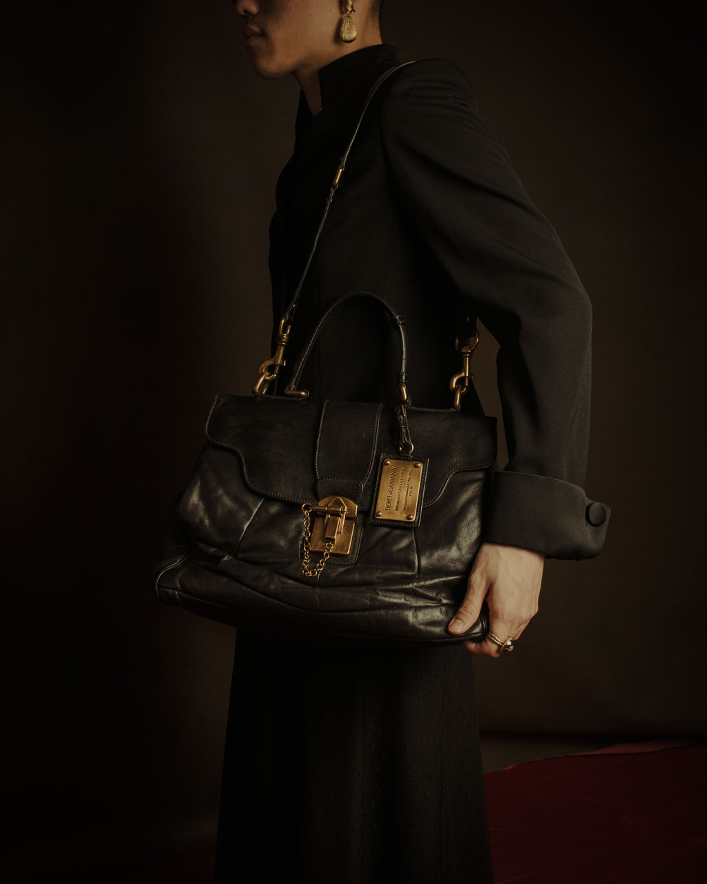 –SPECIAL– “DOLCE & GABBANA” 00’s-10’s Miss orient padlock leather satchel