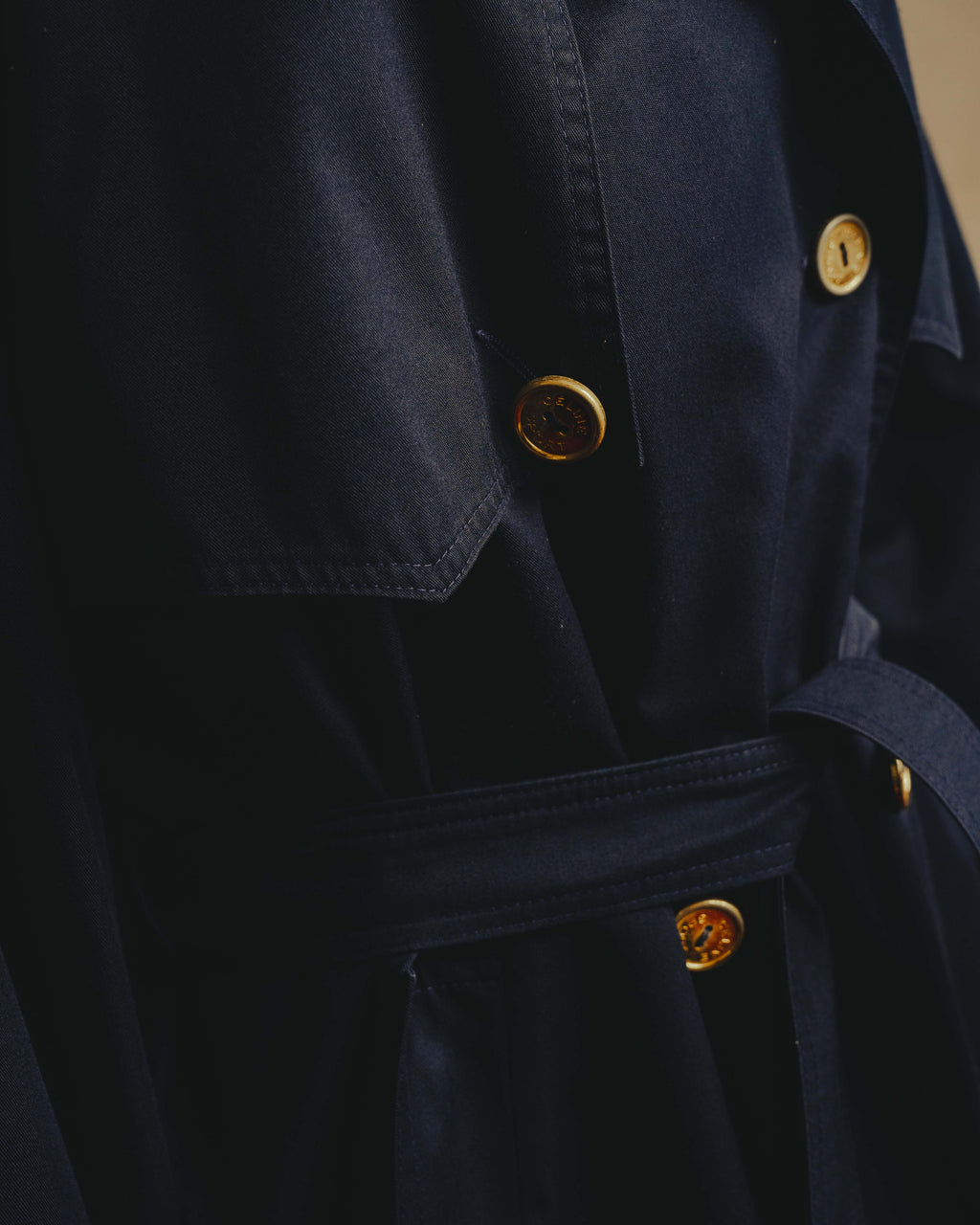 "CELINE" 70's-90's Classic belted trench coat