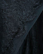 "RED VALENTINO"Ribbon belted design lace black dress