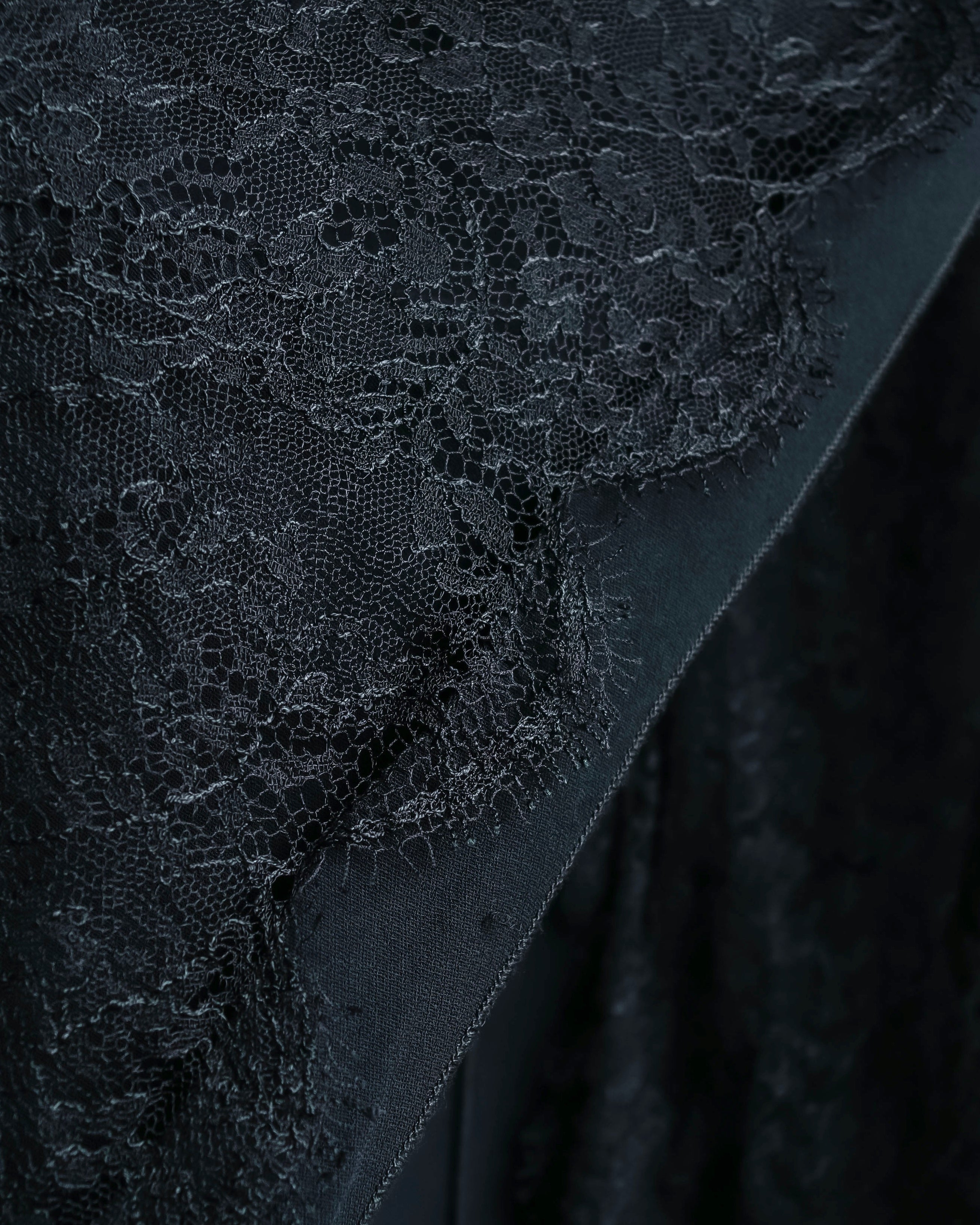 "RED VALENTINO"Ribbon belted design lace black dress