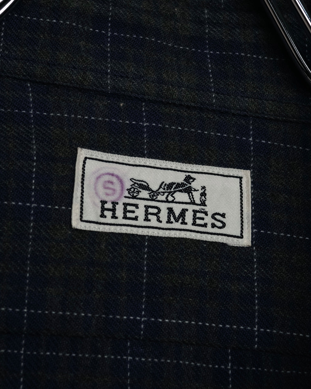 “HERMES” 90’s–00’s Windowpane cotton button down shirt