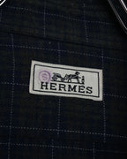 “HERMES” 90’s–00’s Windowpane cotton button down shirt