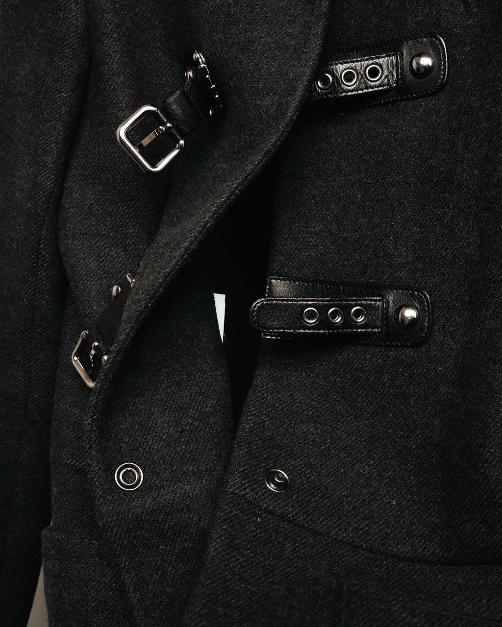 “miu miu” 00’s-10’s Wool angora leather buckle coat
