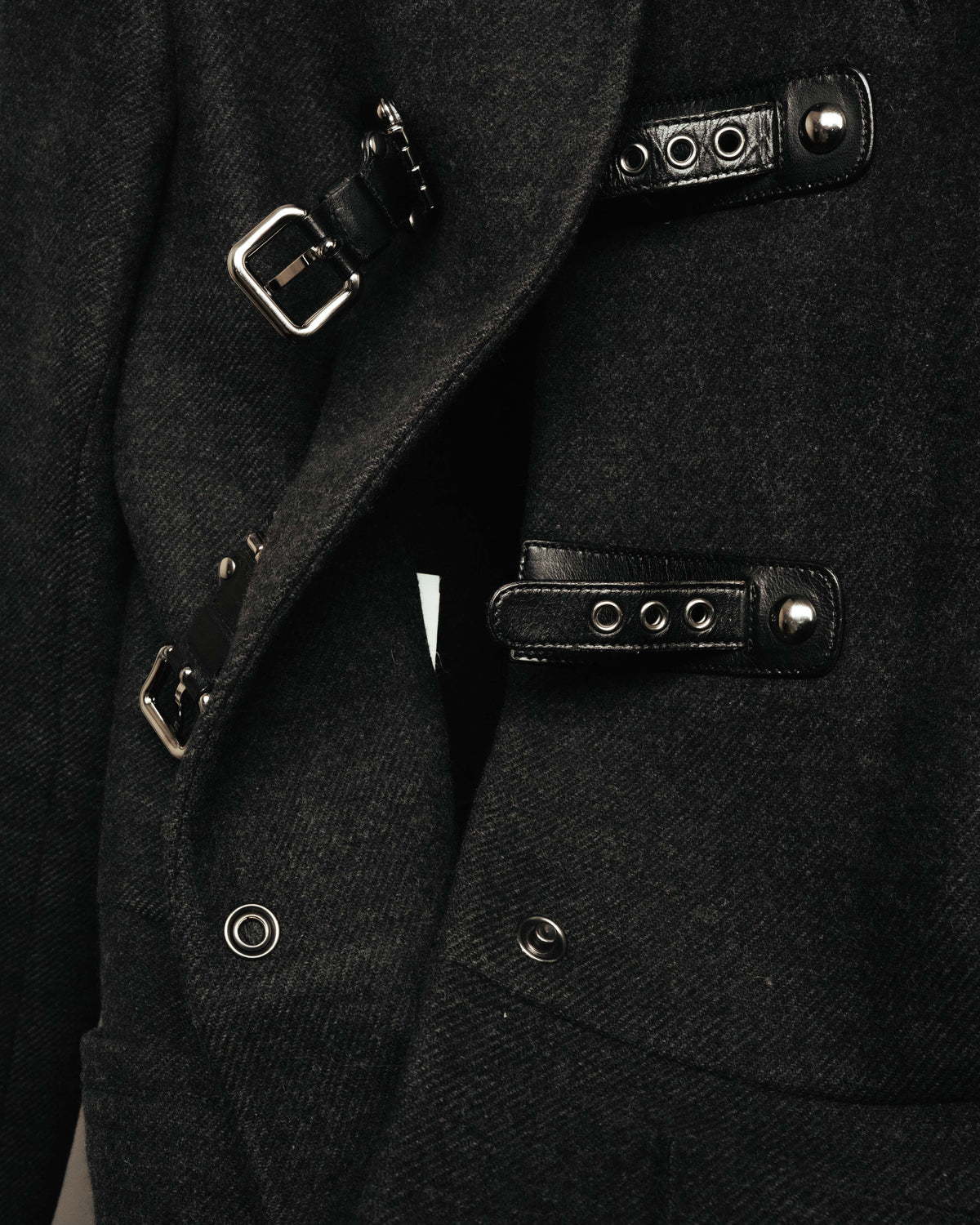 “miu miu” 00’s-10’s Wool angora leather buckle coat