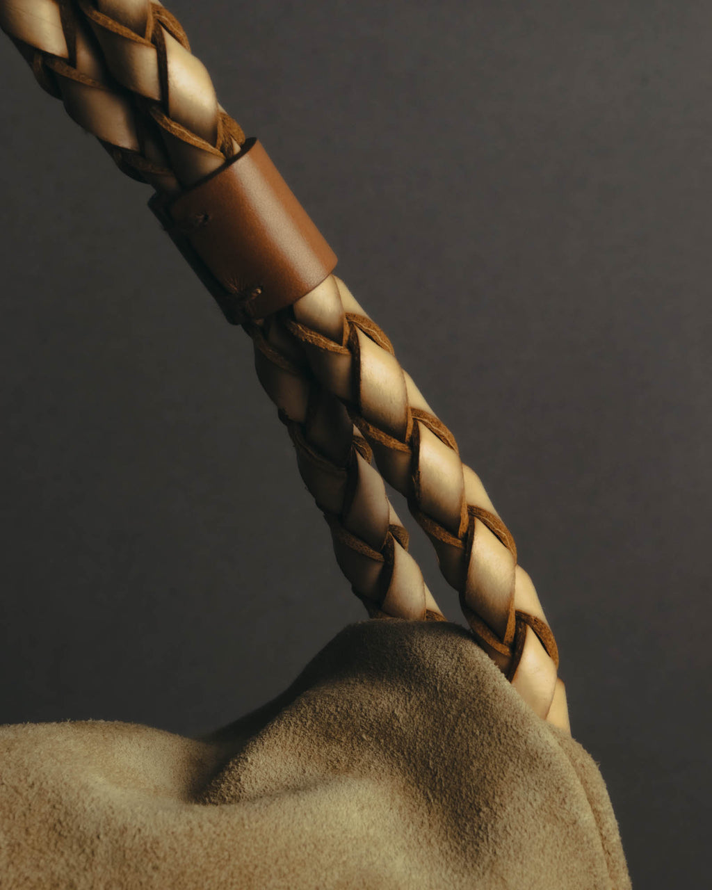“Burberry” 00’s Braided leather handle suede shoulder bag