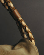 “Burberry” 00’s Braided leather handle suede shoulder bag