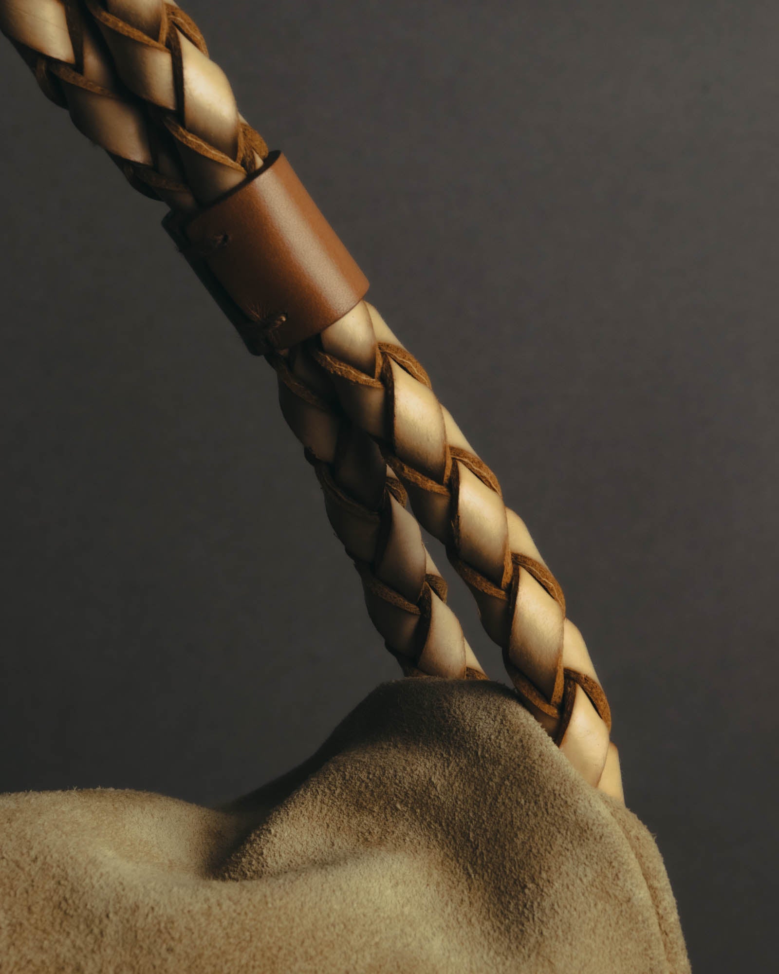 “Burberry” 00’s Braided leather handle suede shoulder bag