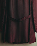 -SPECIAL- “Yves Saint Laurent“ 80's-90's Swiss fabric lurex stripe collarless long jacket