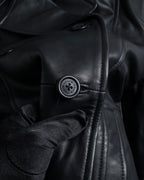 "COACH" Double-breasted panel work design leather coat