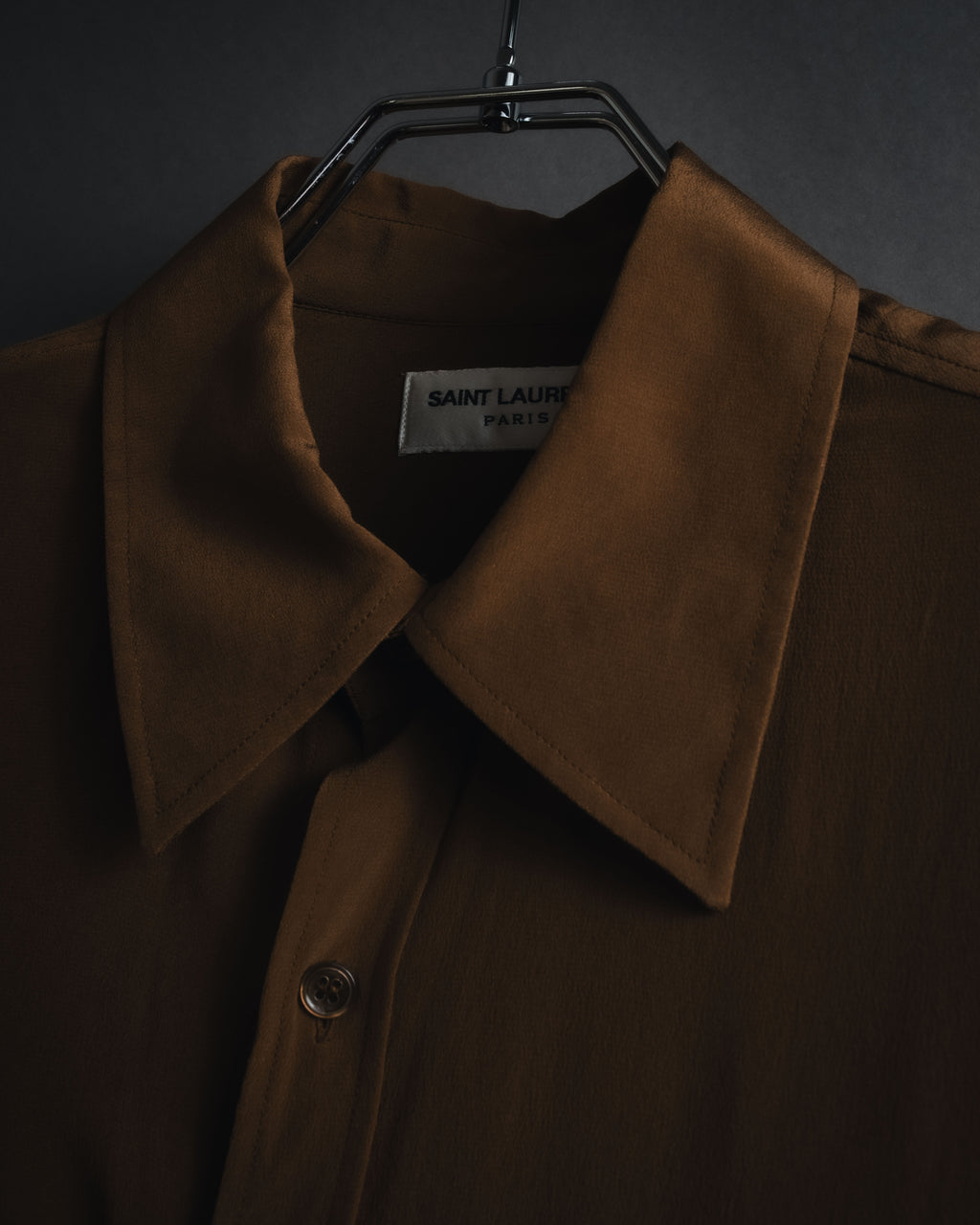 "SAINT LAURENT" 2021AW silk crepe de chine french-cuff shirt