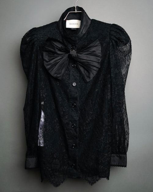 -SPECIAL- “GUCCI“ 2017-18 Fall winter lace bow blouse