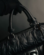 -SPECIAL- "MIU MIU" 00's-10's Glossy gathered leather handbag