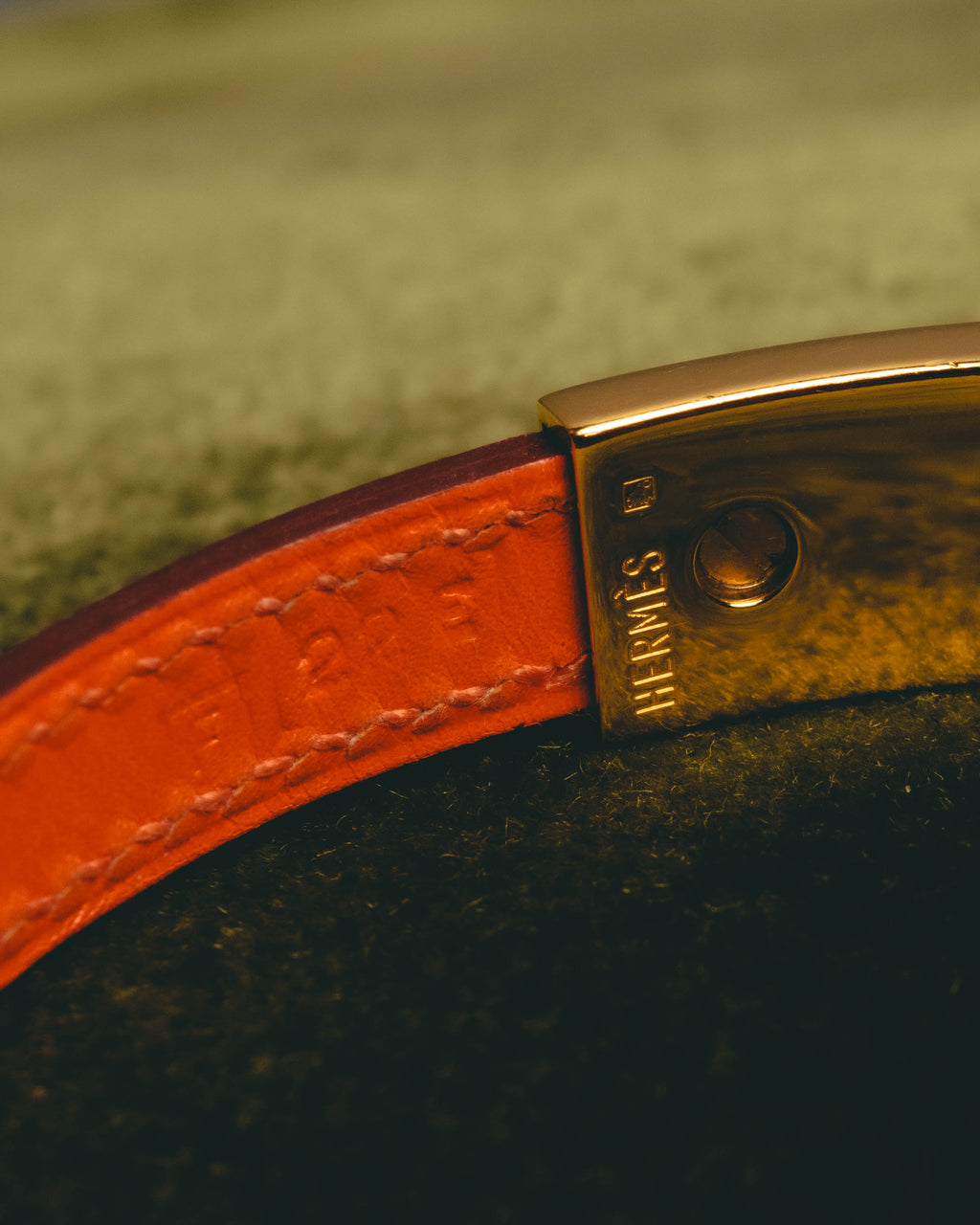 "Hermès" 00's Vibrant orange leather bracelet