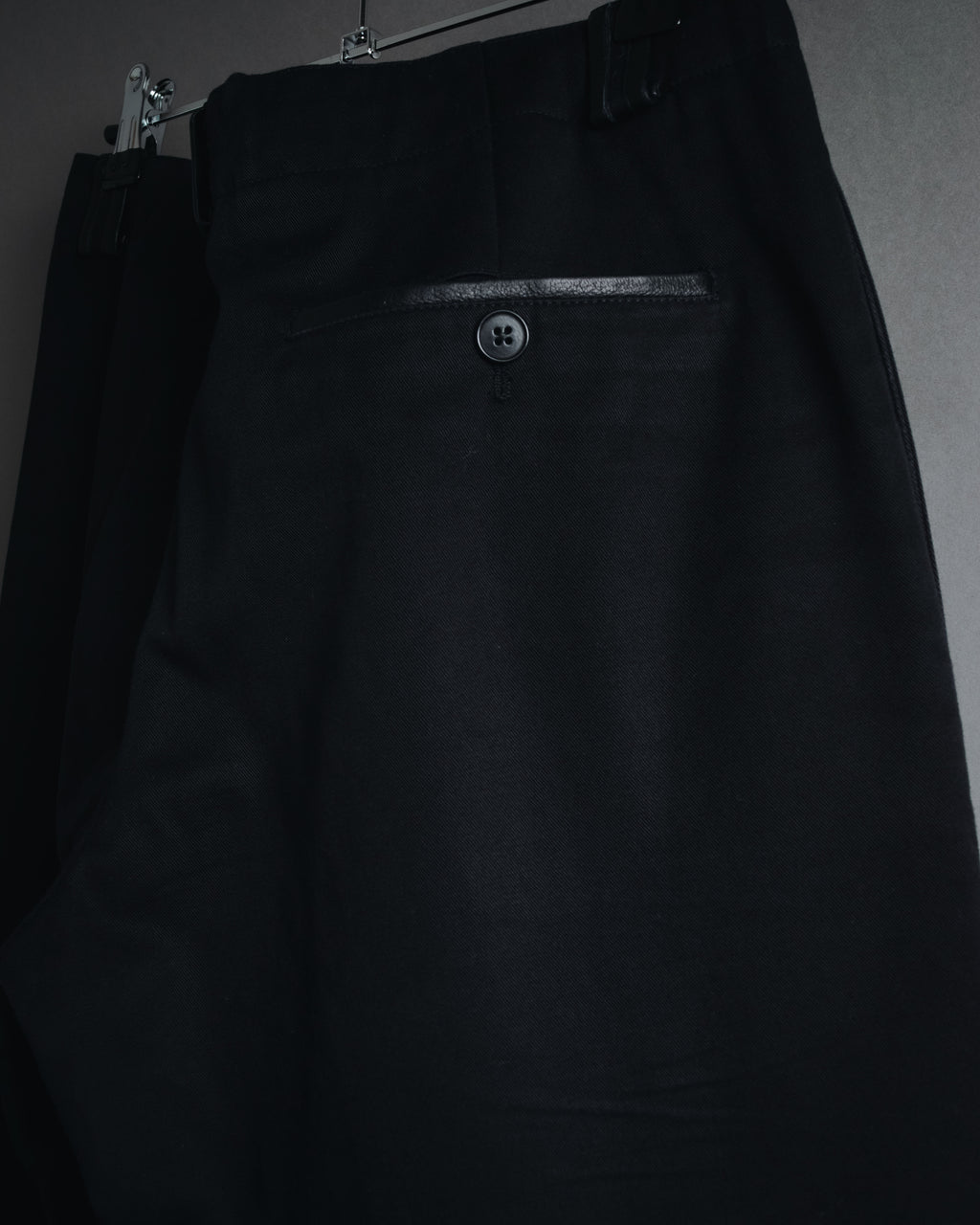 "HERMES" 00’s high density cotton twill lamb leather accents pants