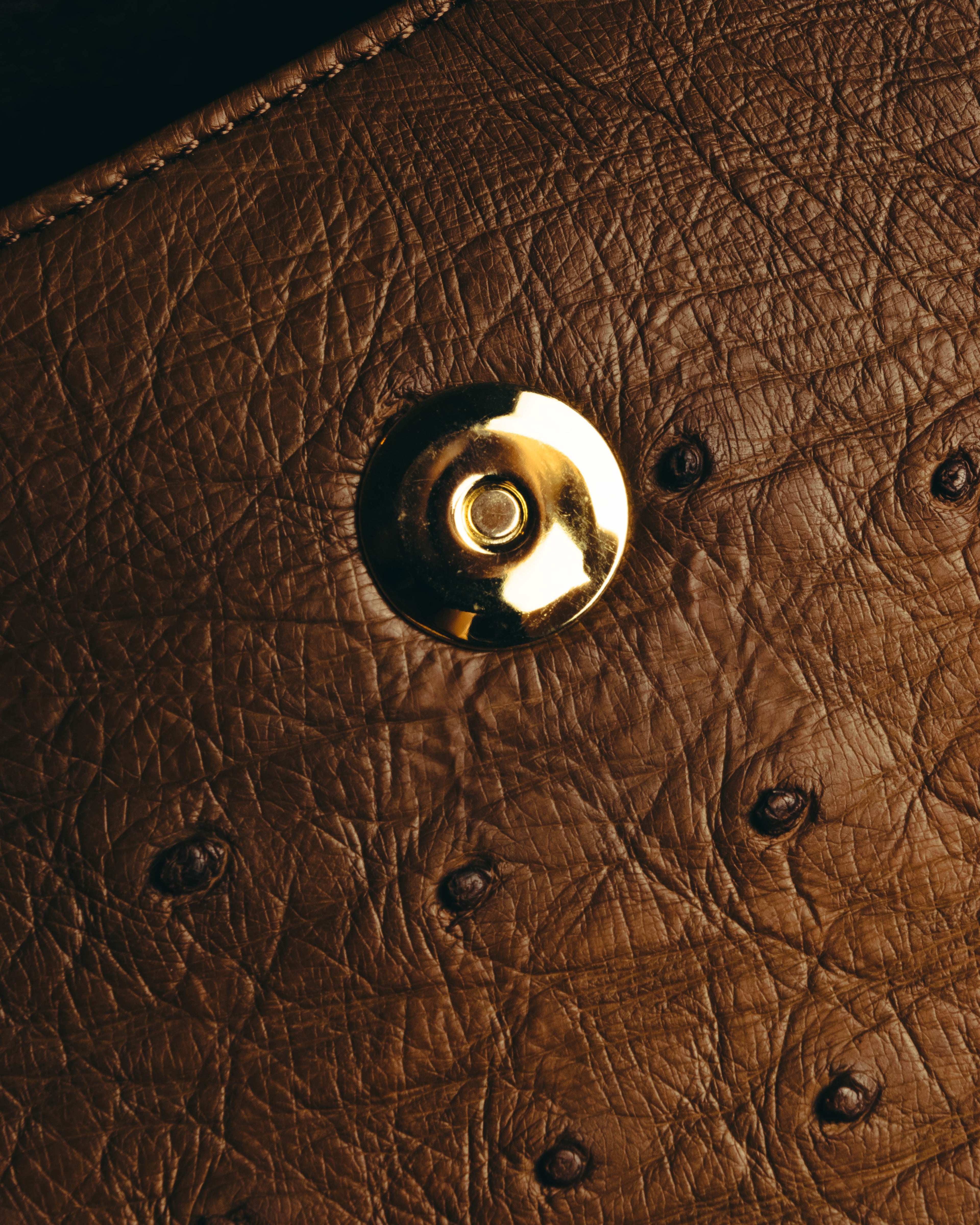 “GIOVANNI VALENTINO” Structured ostrich top handle bag