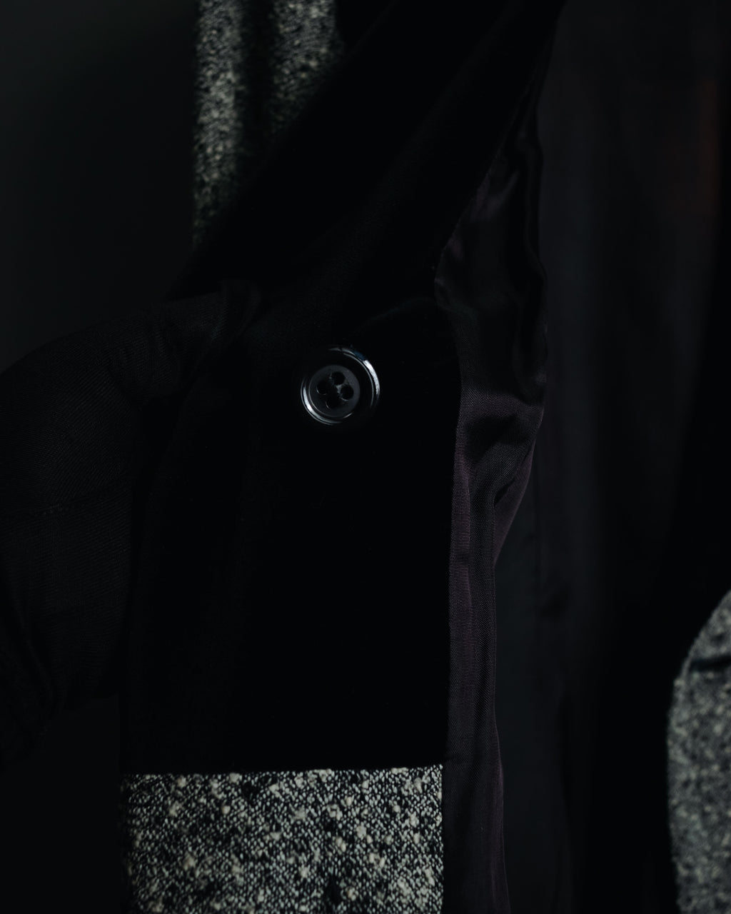 –SPECIAL– "CELINE" 70’s-80’s Classic tweed velvet-collar long coat