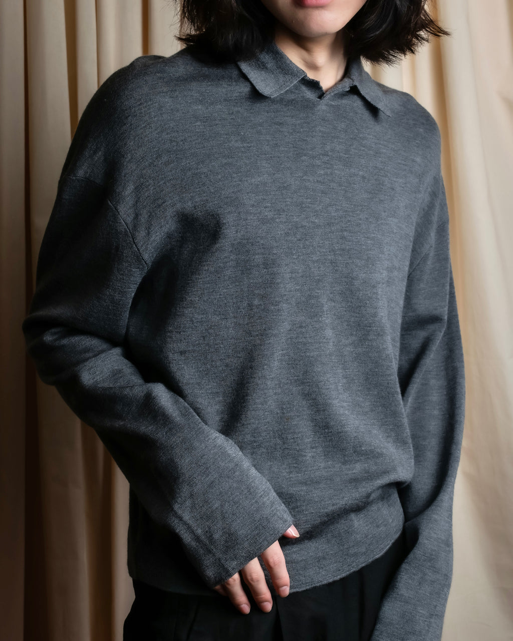 "JIL SANDER" Polo collar design wool knit pullover