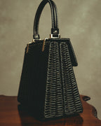 –SPECIAL– "Salvatore Ferragamo" 90's-00's Sculptural basket top-handle handbag