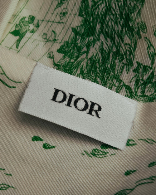 "DIOR" Green printed silk mitzah scarf