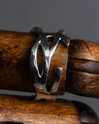 "Saint Laurent" YSL typography motif silver ring