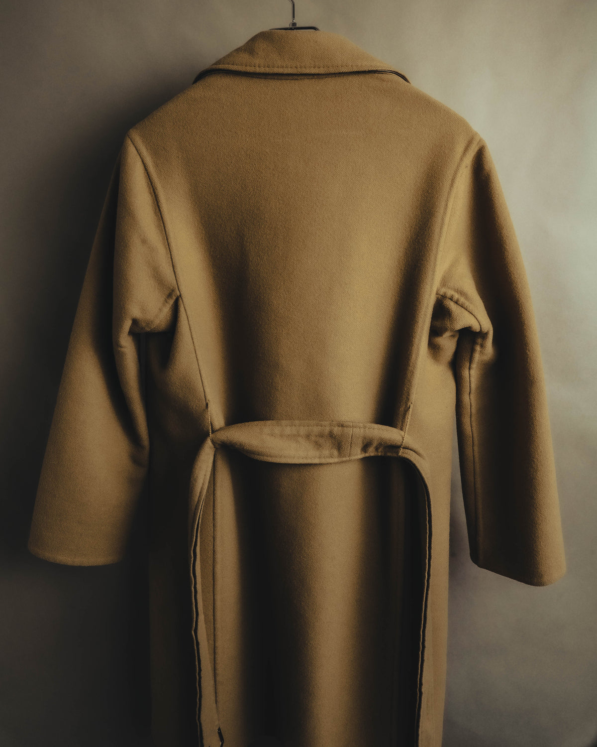 “GUCCI” 00’s-10’s Cashmere-blend leather-trimmed belted long coat