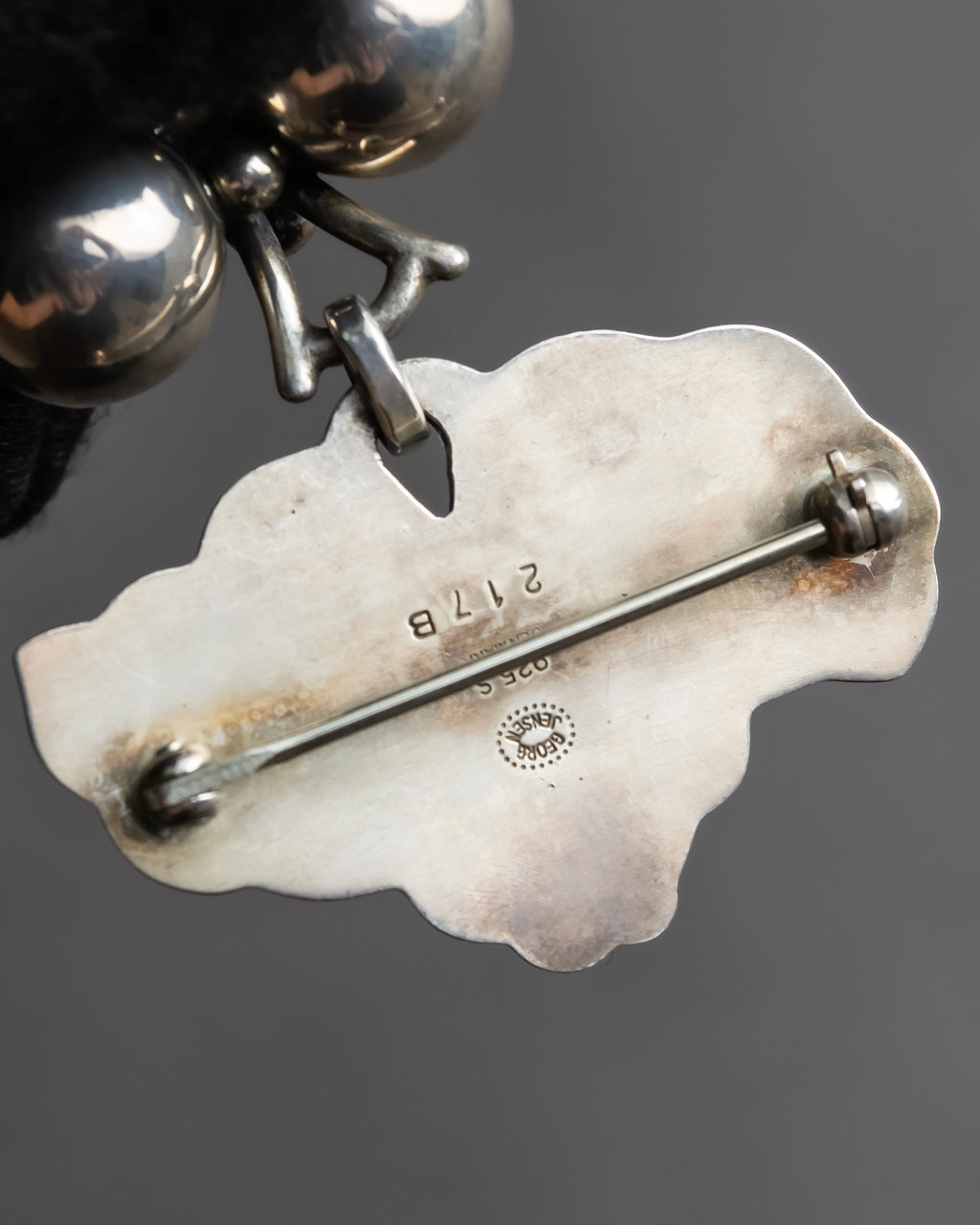 "GEORG JENSEN" Grape cluster motif silver 925 brooch