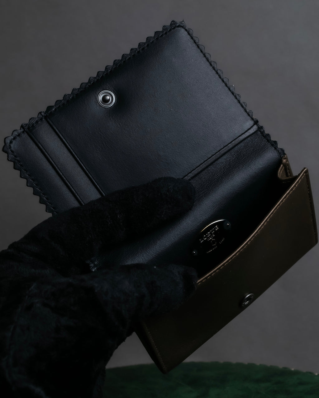 "LOEWE" Logo engraved leather card case