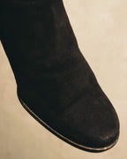 -SPECIAL- "Hermès" 90's-00's Margiela era fold-over black suede belt boots