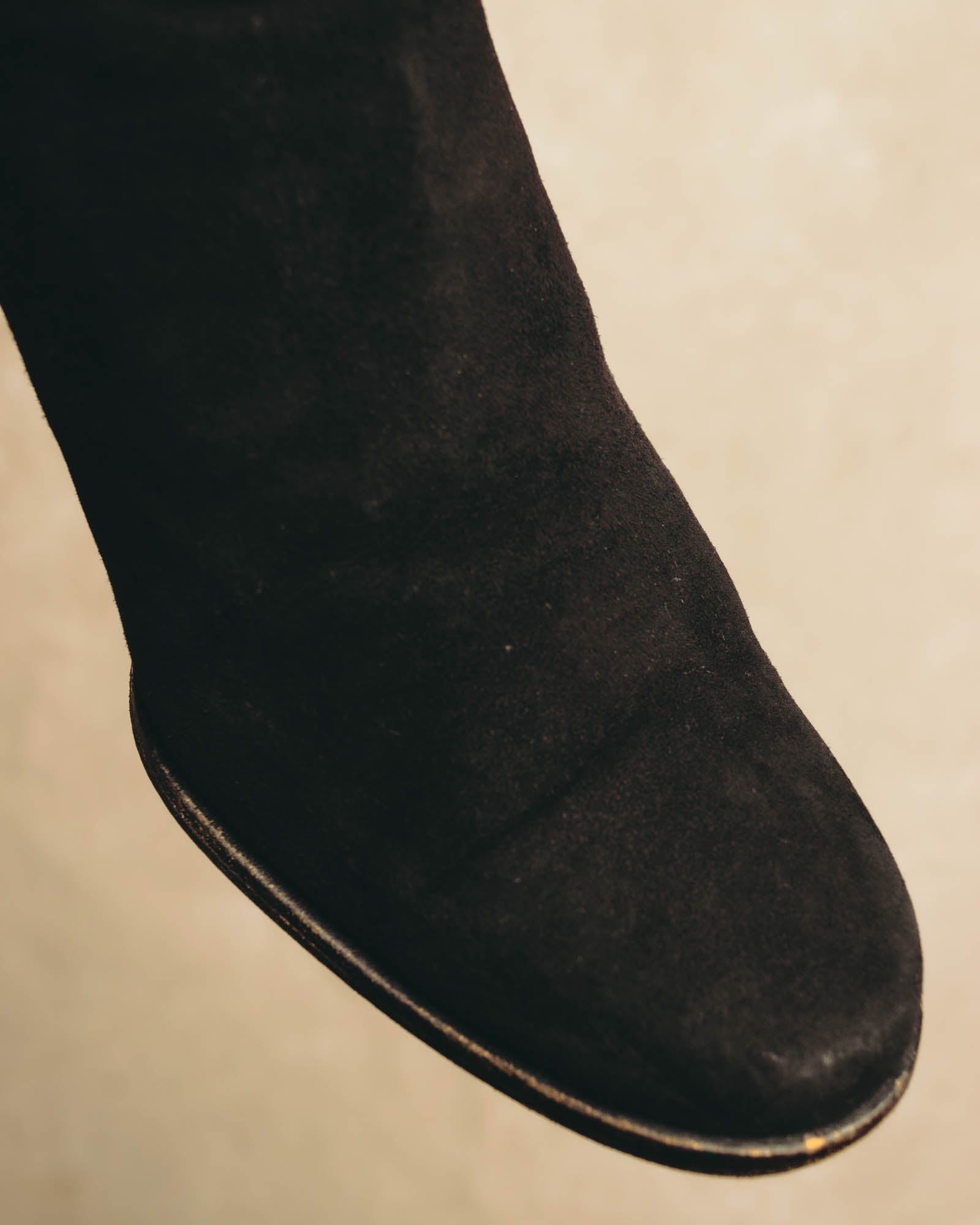 -SPECIAL- "Hermès" 90's-00's Margiela era fold-over black suede belt boots