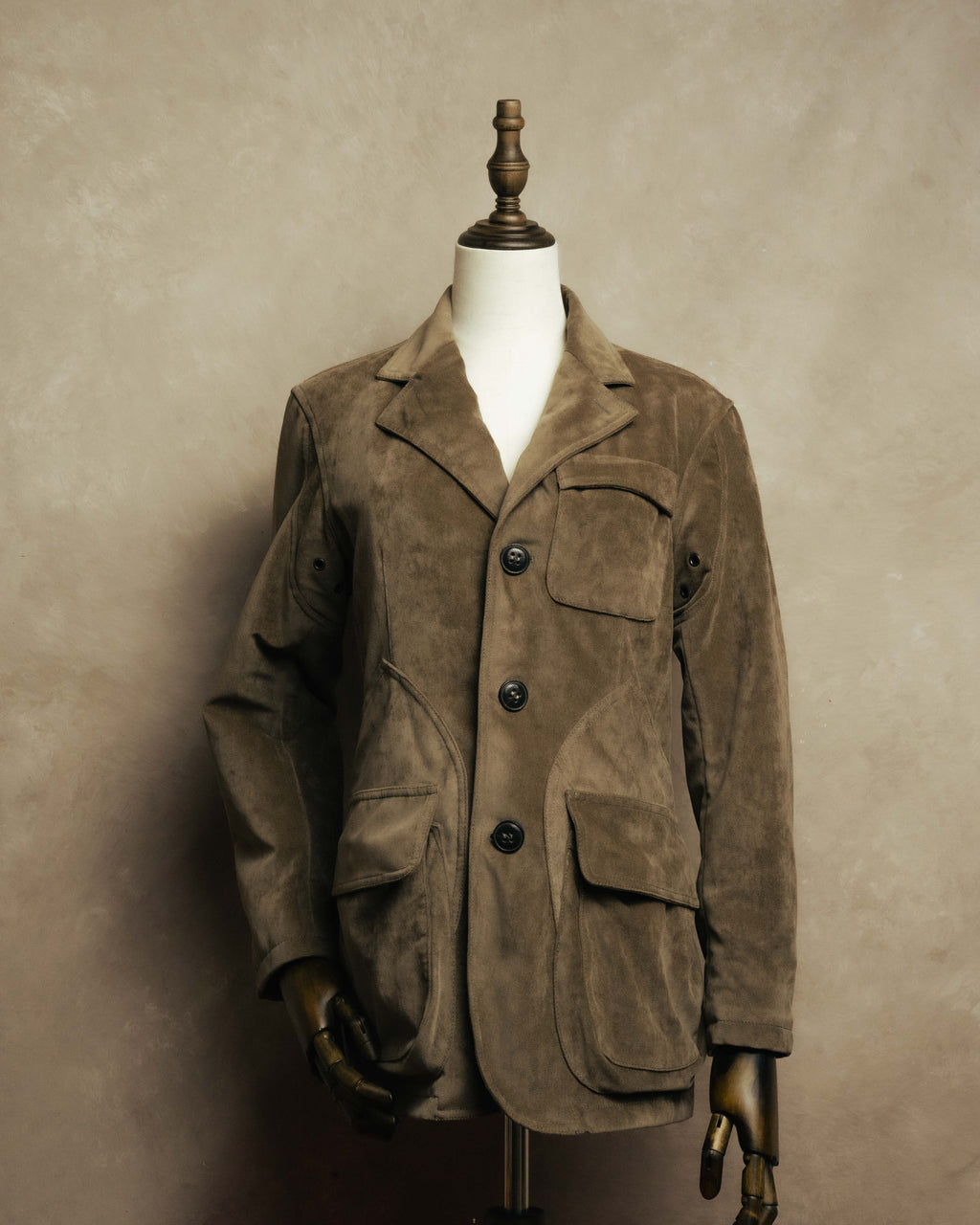 “GIORGIO ARMANI” 90’s-00’s Suede-effect multi-pocket tailored field jacket