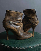 "Dior" Vintage style processing brown heel pumps