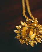 -SPECIAL- “Christian Dior” 80’s-90’s Sunburst amber glass pendant brooch