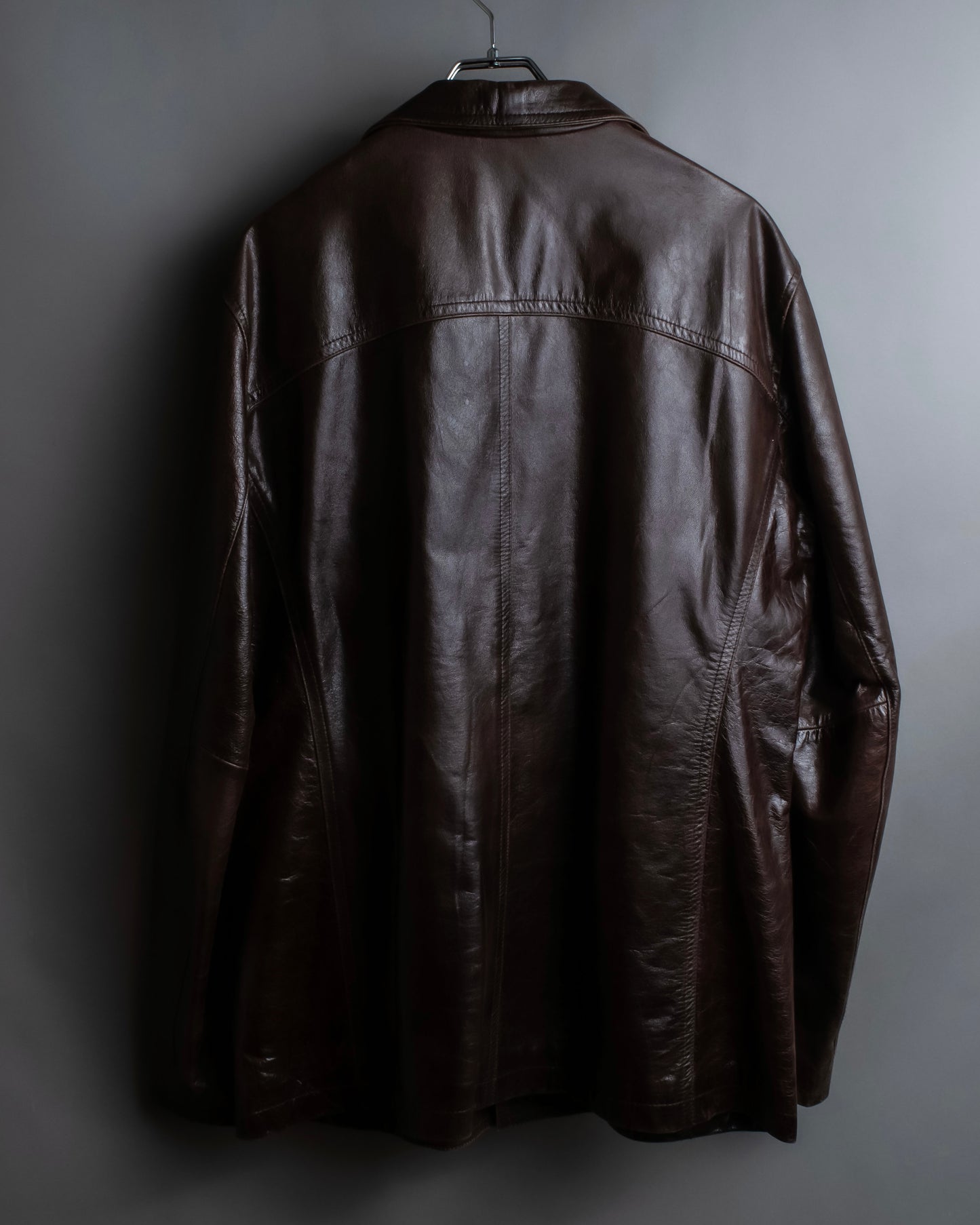 "Vintage 100% cow leather oversized tailored jacket"