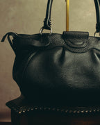 “Salvatore Ferragamo” 00’s-10’s Gancini pebbled leather handbag