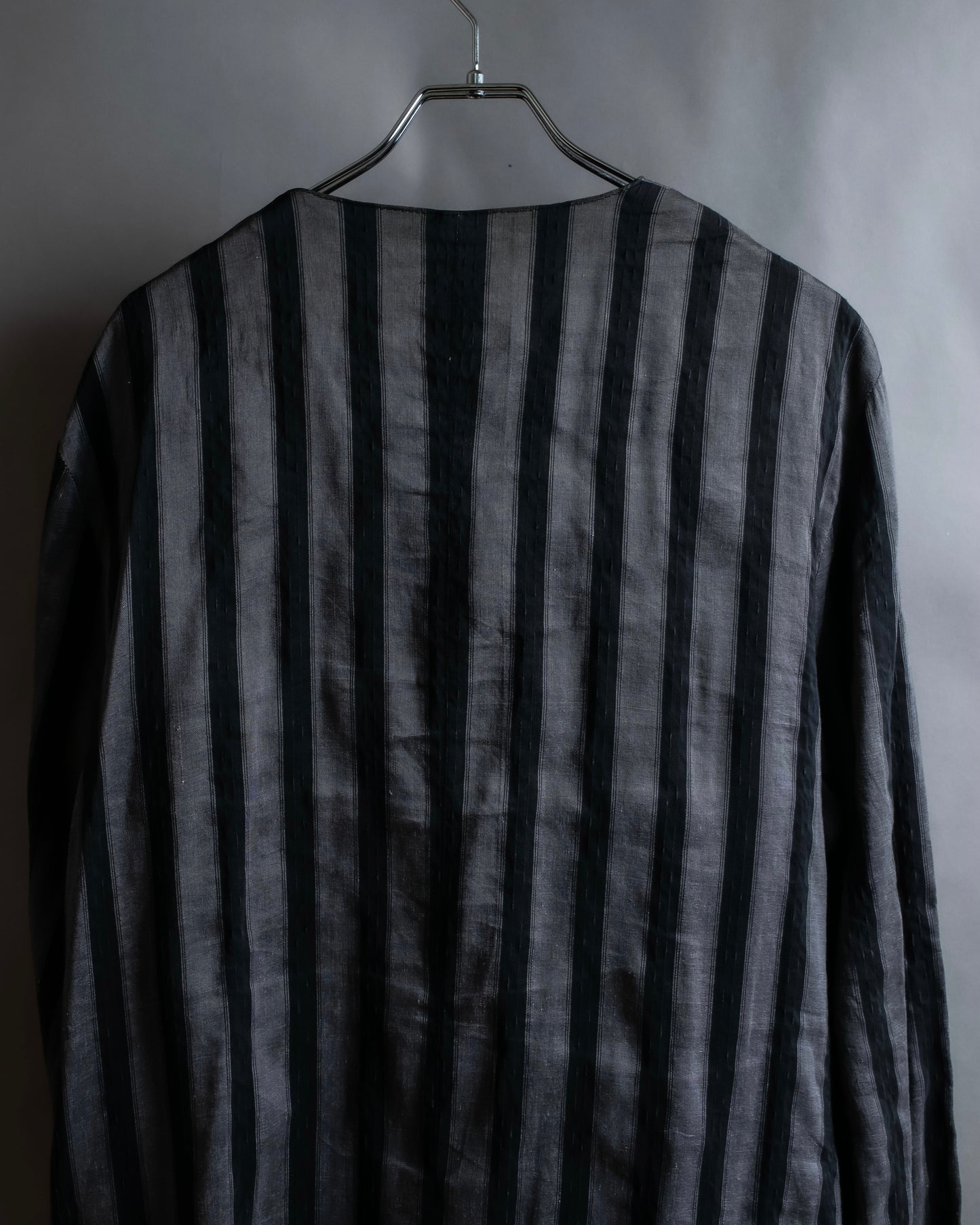 "Vintage thick-pitch stripe round neck jacket"