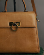 -SPECIAL- “Salvatore Ferragamo” 90’s lizard leather gancini 2way flap bag