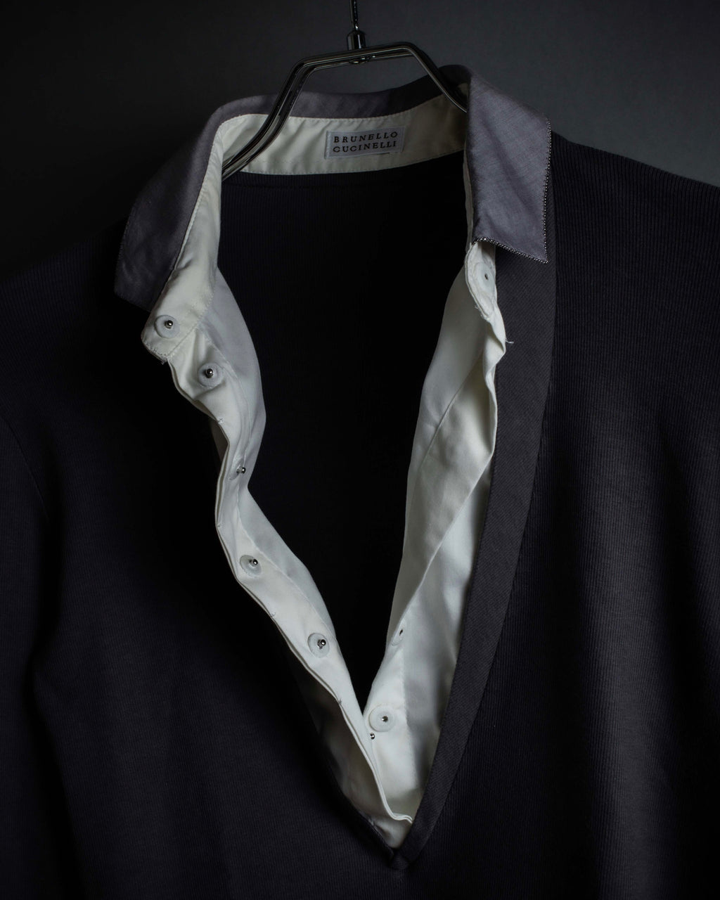 "BRUNELLO CUCINELLI" Layered shirt docking design knit pullover