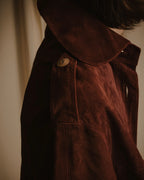 -SPECIAL- "GUCCI" 70’s Suede leather round collar coat