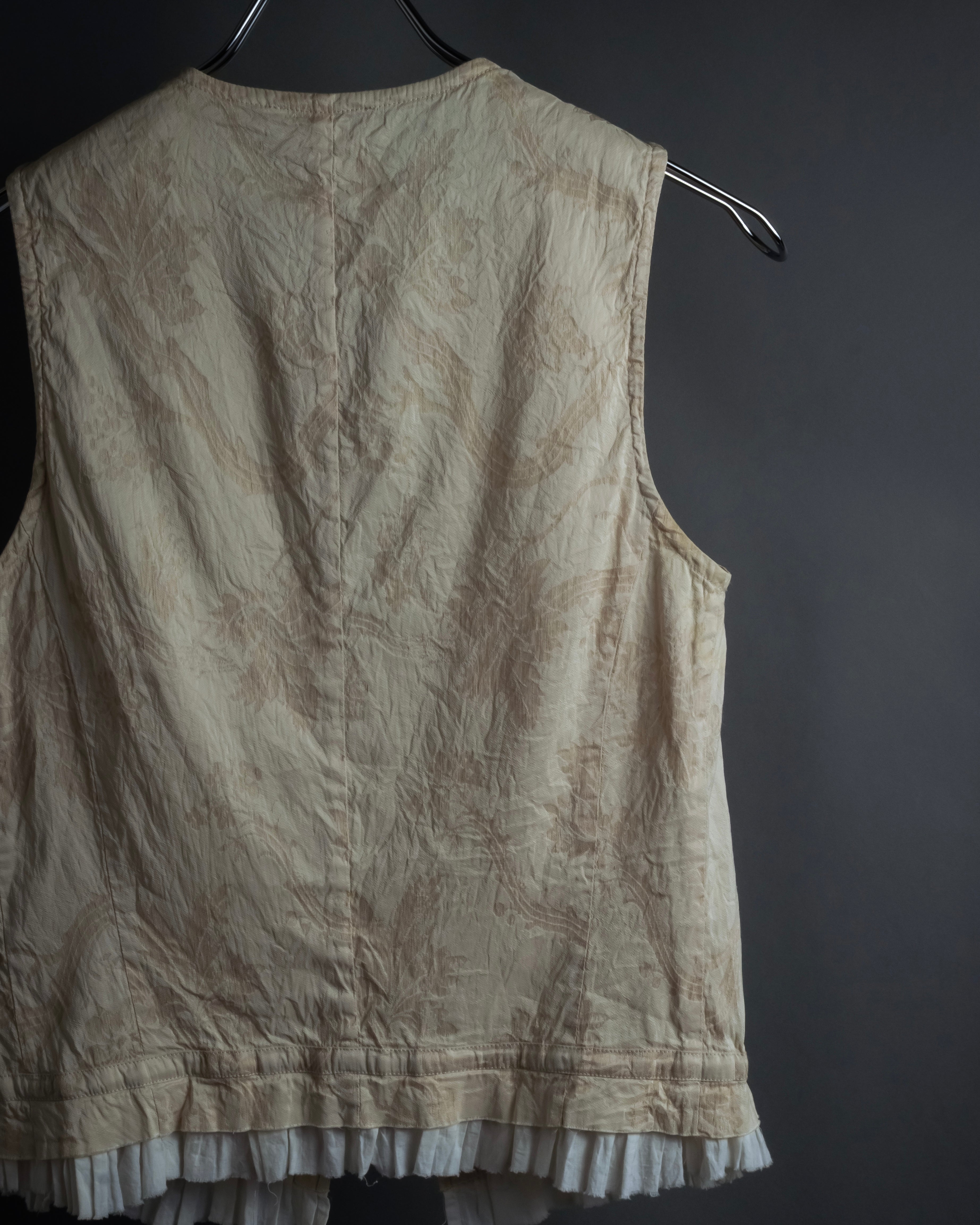 "DRIES VAN NOTTEN" Botanical print wrinkled tiered ruffle design vest