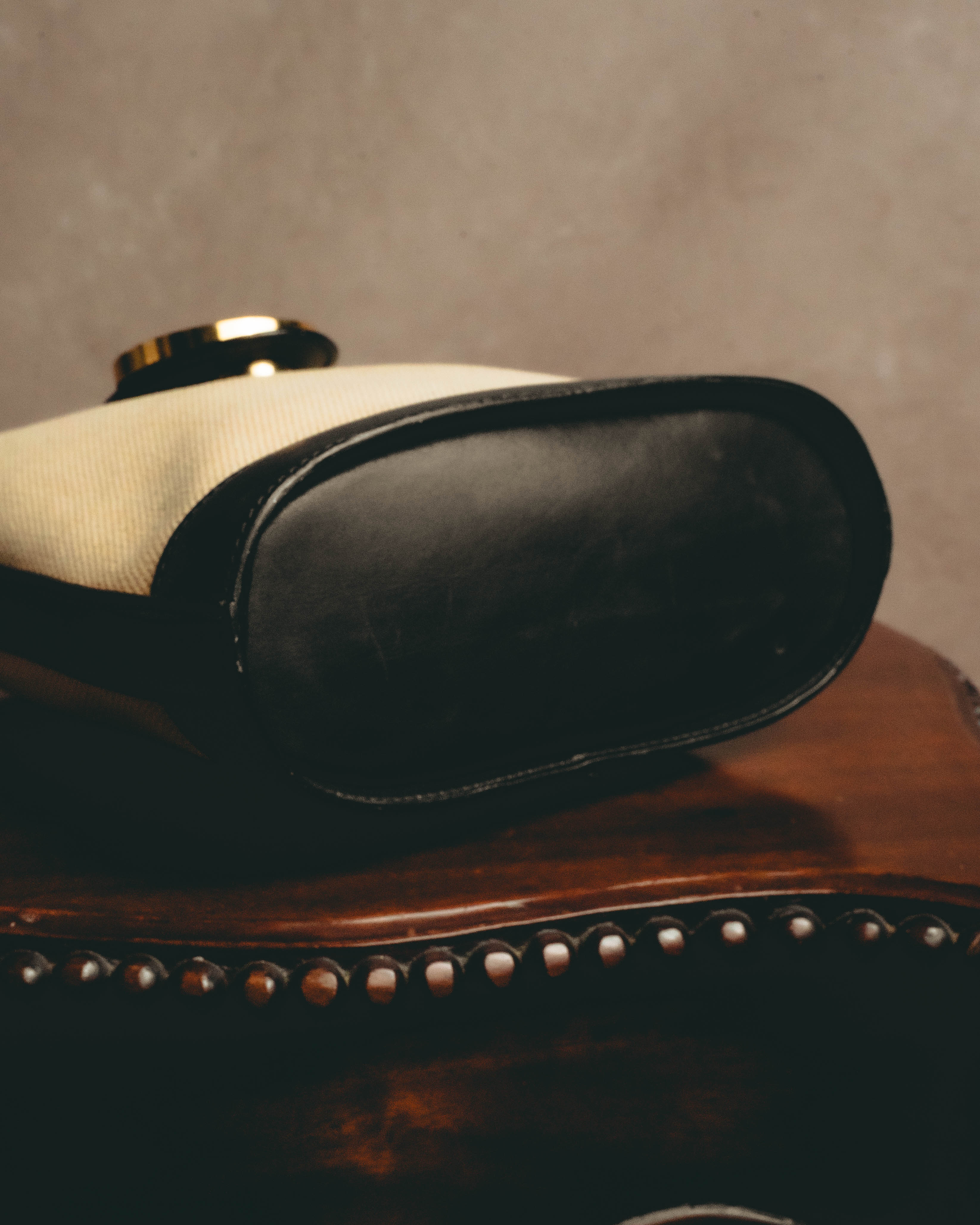 "Tiffany & Co." Vintage two tone canvas and leather shoulder bag