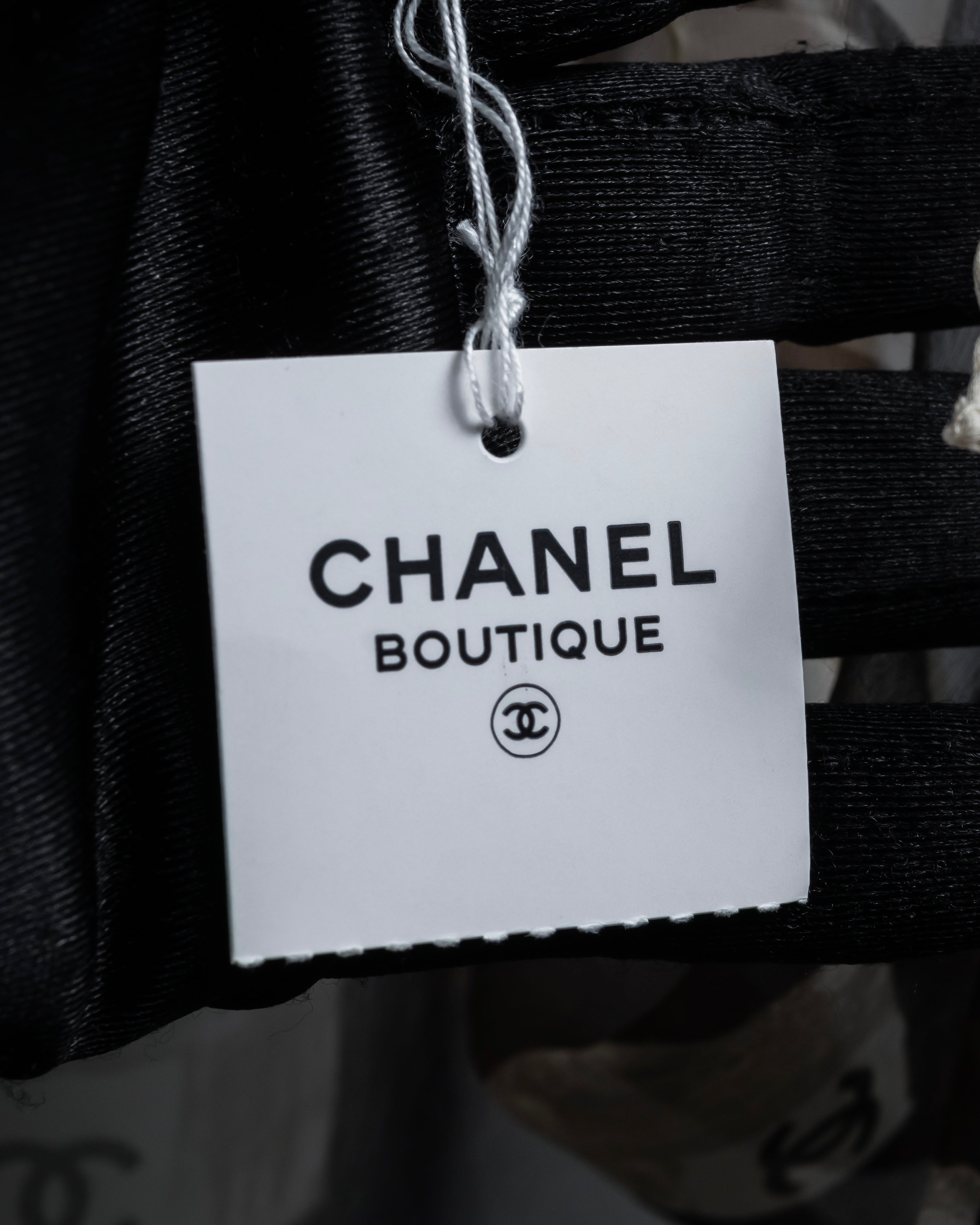 "CHANEL" 90's Square icon logo pattern sheer silk scarf