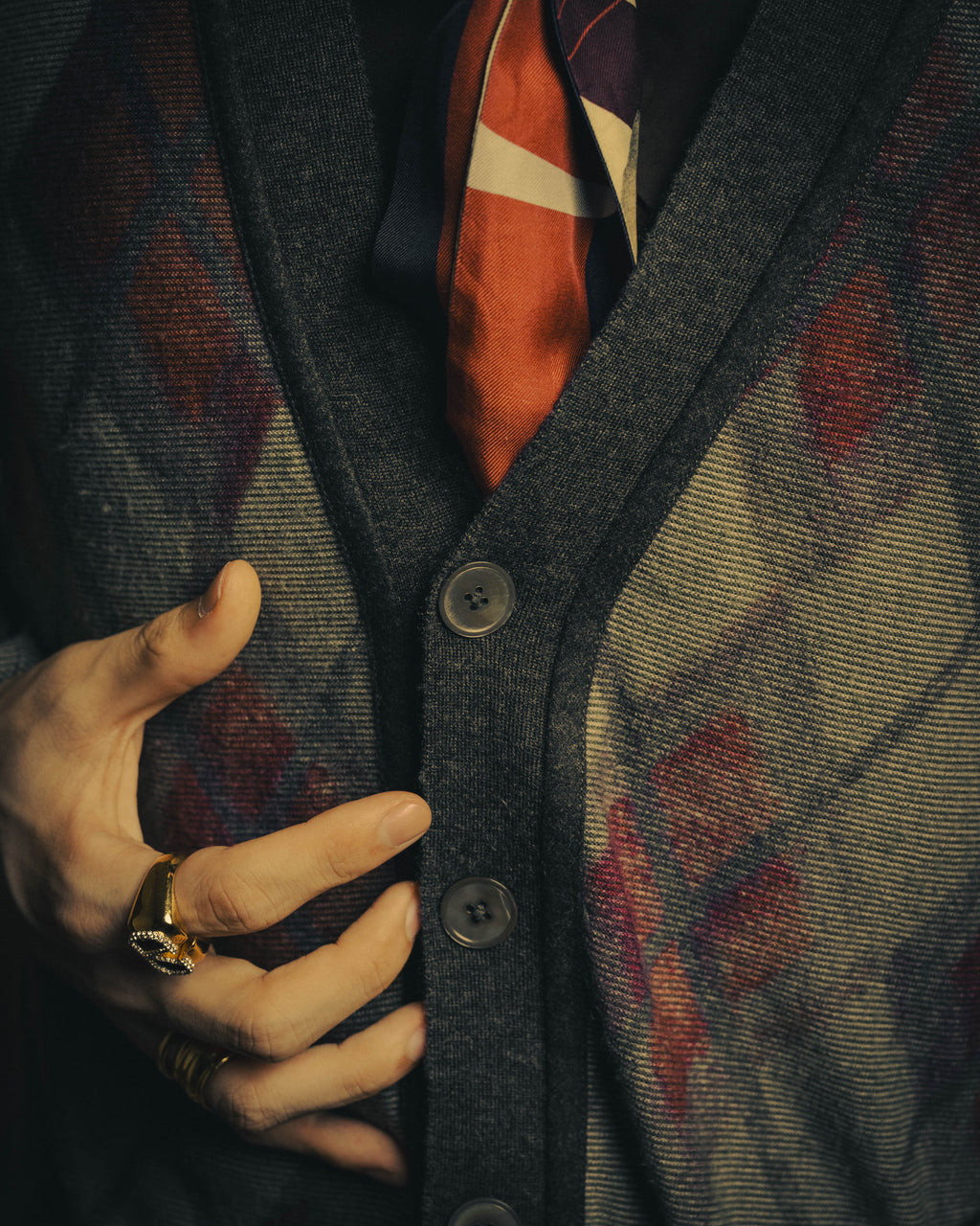 –SPECIAL– "Hermès" 90's-00's Plaid cashmere cardigan