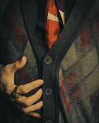 –SPECIAL– "Hermès" 90's-00's Plaid cashmere cardigan