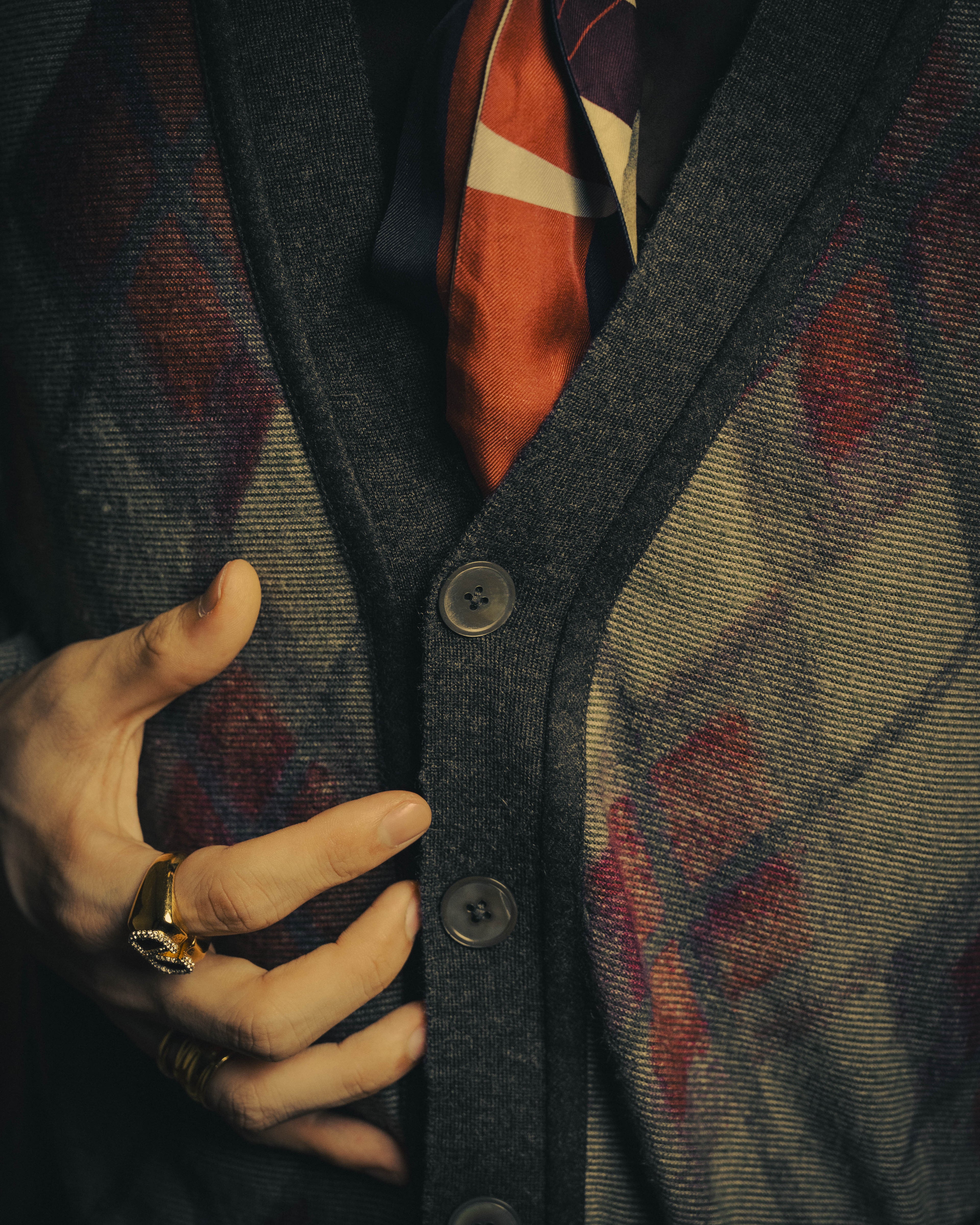 –SPECIAL– "Hermès" 90's-00's Plaid cashmere cardigan