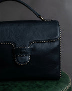"Valentino Garavani" Saddle stitch design grain leather hand bag