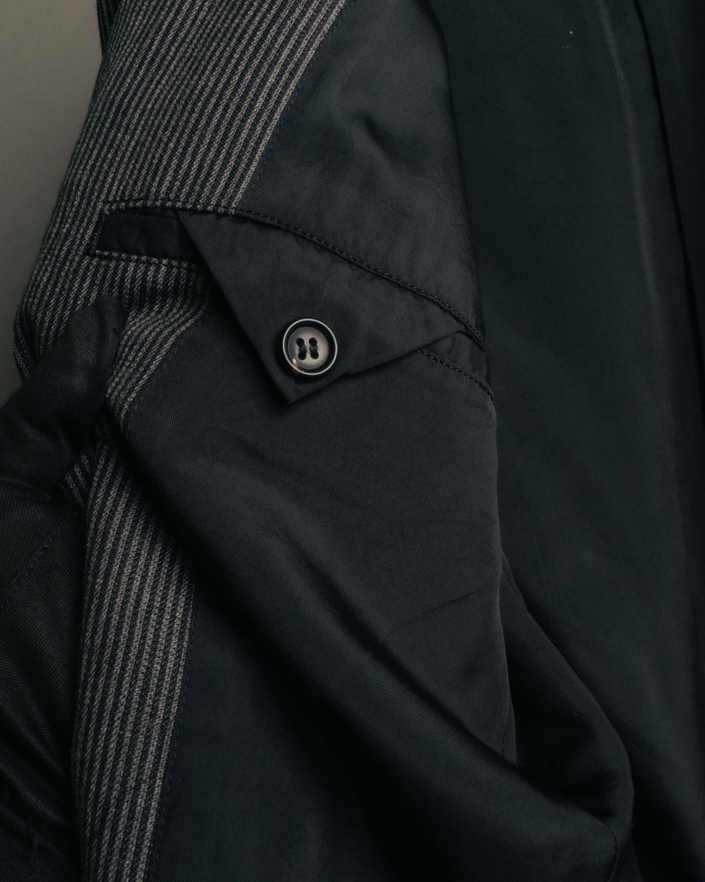 "COMME des GARÇONS HOMME" 10SS Vintage multi-button hickory stripe linen wool jacket