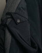 "COMME des GARÇONS HOMME" 10SS Vintage multi-button hickory stripe linen wool jacket